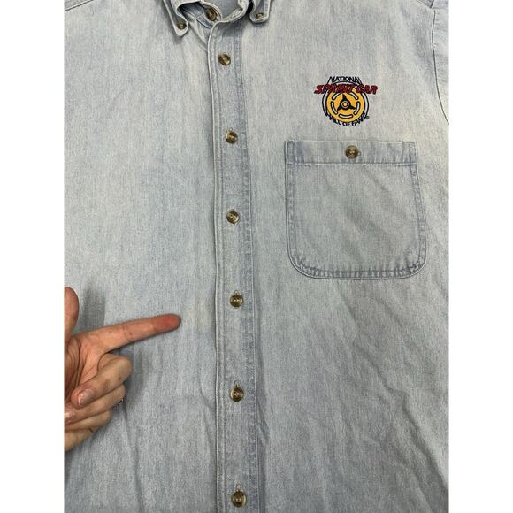 LA Loving Mens Shirt Medium Short Sleeve Button Up National Sprint Car Hall Fame - Picture 4 of 13